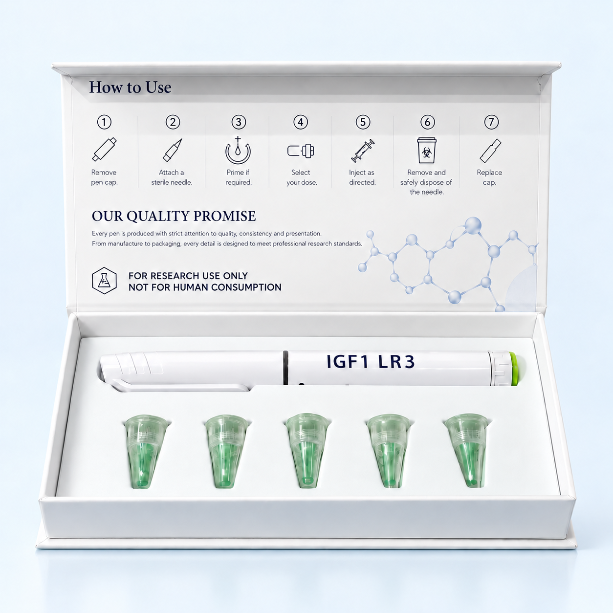 IGF-1 LR3 (Long R3 IGF-1) 1 mg — The Peptide Co. pen presentation box